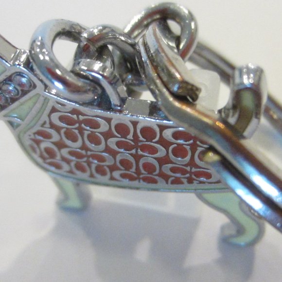 Coach Dog Key Ring Designed White Crystals Collar - Picture 7 of 13
